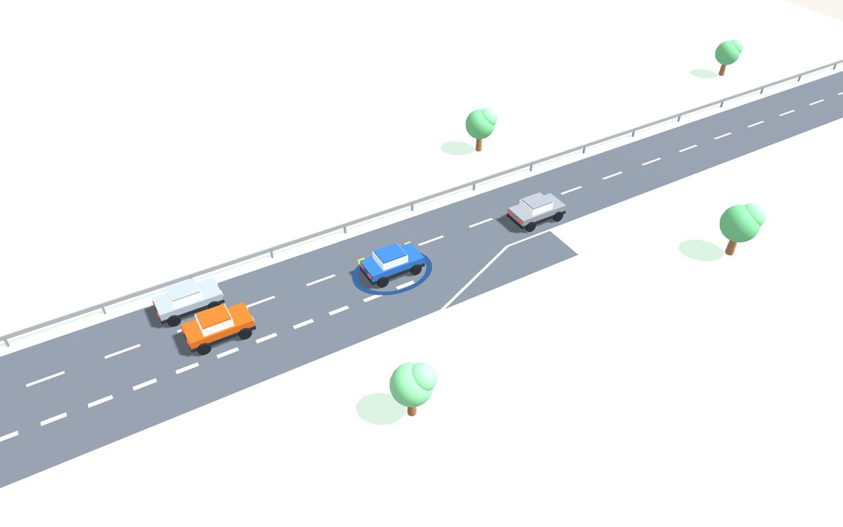 Invoegen op de snelweg, in beweging