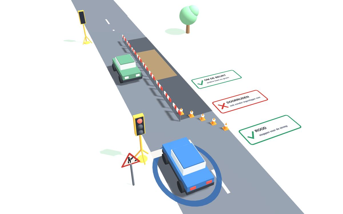 Tijdelijk verkeerslicht bij werkzaamheden